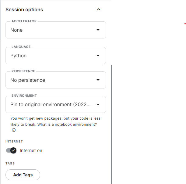 Setting Internet option to on