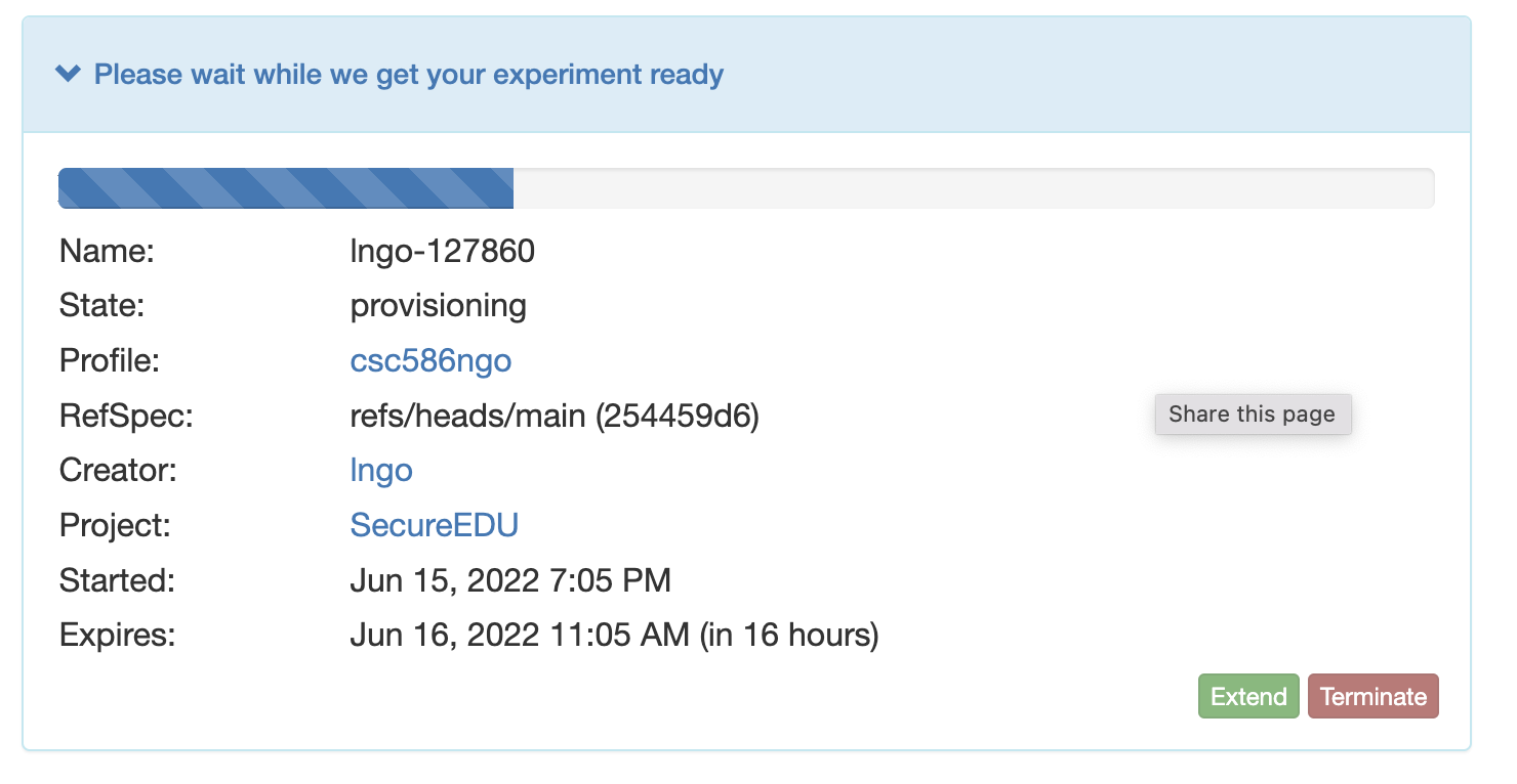 CloudLab is provisioning resources